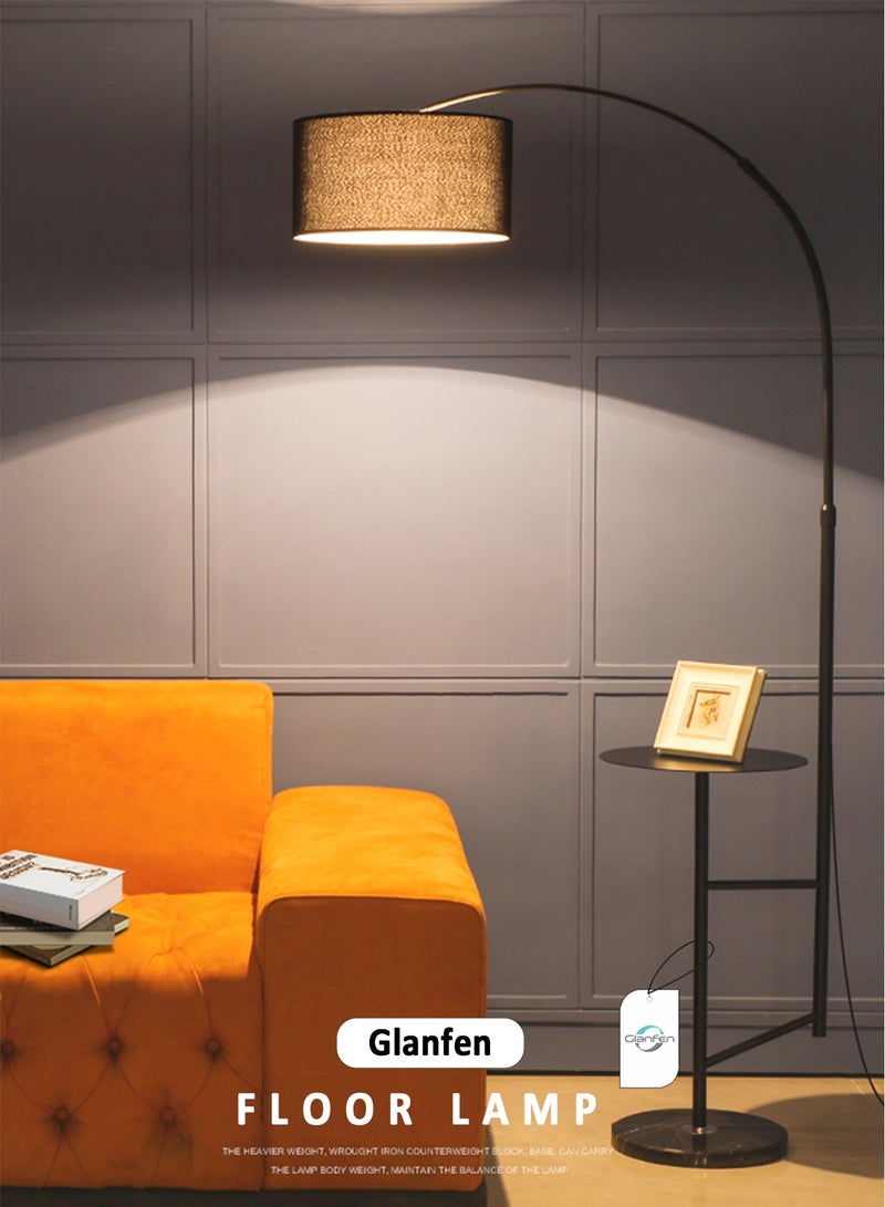 Glanfen Pure Natural Marble Floor Lamp with Warm Light and Shelf Marble Black 180x88 cm 12W - Image 1